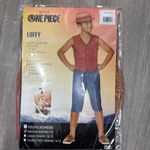 Onepiece Luffy Kids Costume - Red and Blue